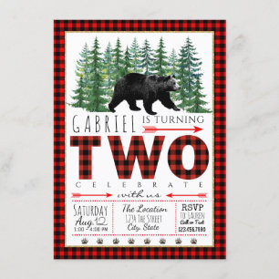 Lumberjack Bear invitaciones a fiesta de cumpleaño