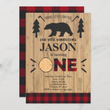Lumberjack Flannel Primera Invitación de cumpleaño