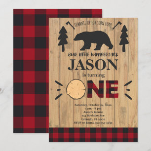 Lumberjack Flannel Primera Invitación de cumpleaño