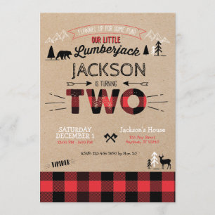 Lumberjack Flannel Segunda invitación de cumpleaño