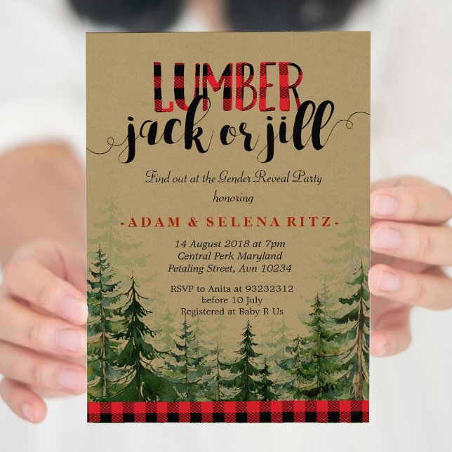 Lumberjack o Jill Gender Reveal Party Invitación (Subido por el creador)