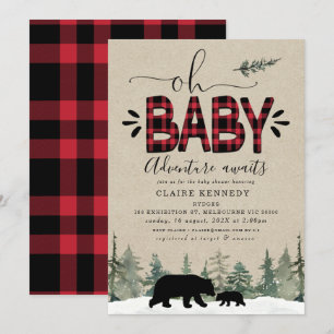 Lumberjack Oh Baby Flannel Invitación Baby Shower