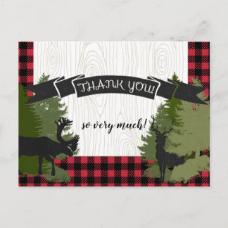 Lumberjack Plaid Baby Boy Postcard Gracias Notas