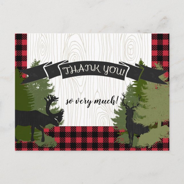 Lumberjack Plaid Baby Boy Postcard Gracias Notas (Anverso)