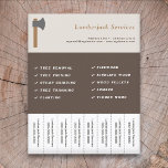 Lumberjack Services Tear Off Stristris Flyer<br><div class="desc">Un volante con tiras desgarradas con un ilustracion de hacha para carpintero,  leñador y servicios de leñador (remoción y poda de árboles,  leña,  molturación de trozos y más).</div>