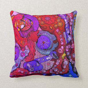 Luminosa Fuchsia, Naranja y almohada azul abstract