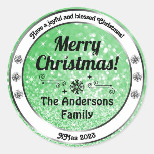 Luminosas etiquetas de Navidades de Green Sparkle