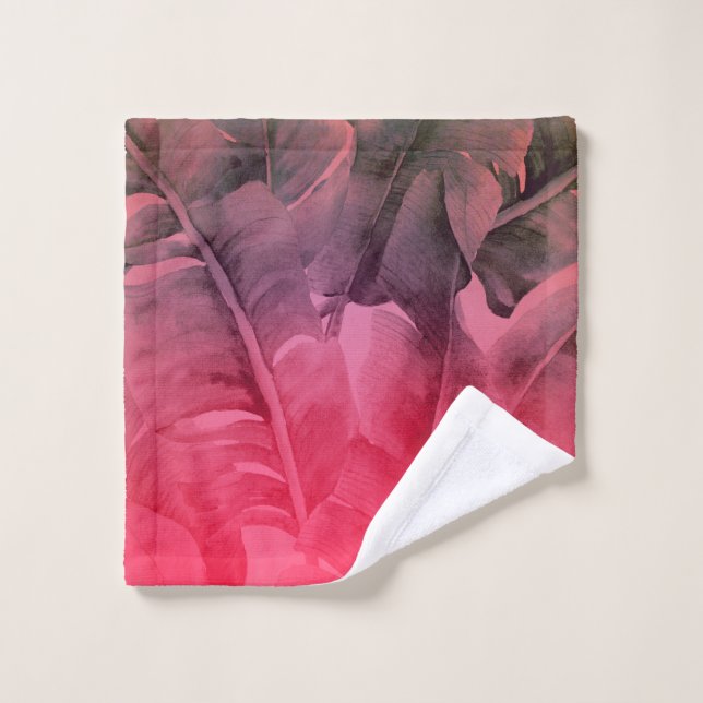 Luminosas hojas de palmilla tropical rosa (Toallita)