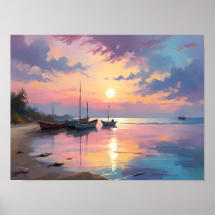 Luminoso arte de pintura impresionista junto al ma