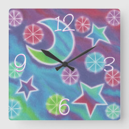 Luminoso cuadrado del reloj de los números de la n