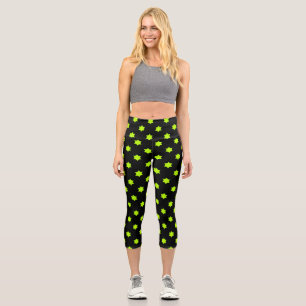 Luminoso patrón Estrella Verde Capri Leggings