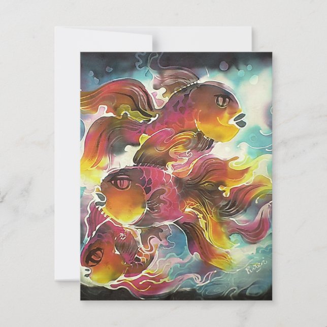 Luminoso y colorido Goldfish Silk Art (Anverso)