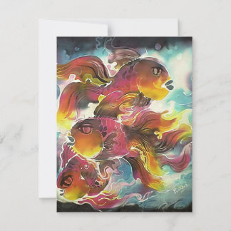 Luminoso y colorido Goldfish Silk Art