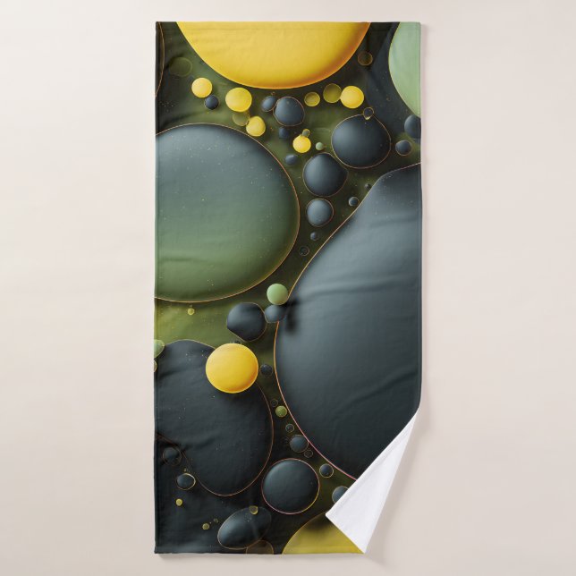 Luminous Fluid Dynamics: Yellow and Green Abstract (Toalla de baño)