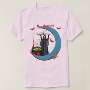 Luna azul rosa pálido Unisex Camiseta Halloween