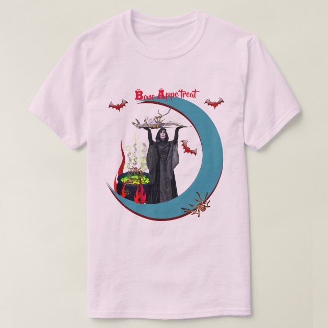 Luna azul rosa pálido Unisex Camiseta Halloween (Diseño del anverso)