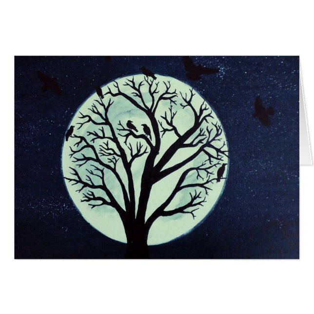 Luna brillante con árboles viejos y cuervos (Anverso (Horizontal))