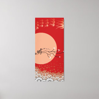 Luna Brillante Oriental Traga Aves Zen Arte Modern
