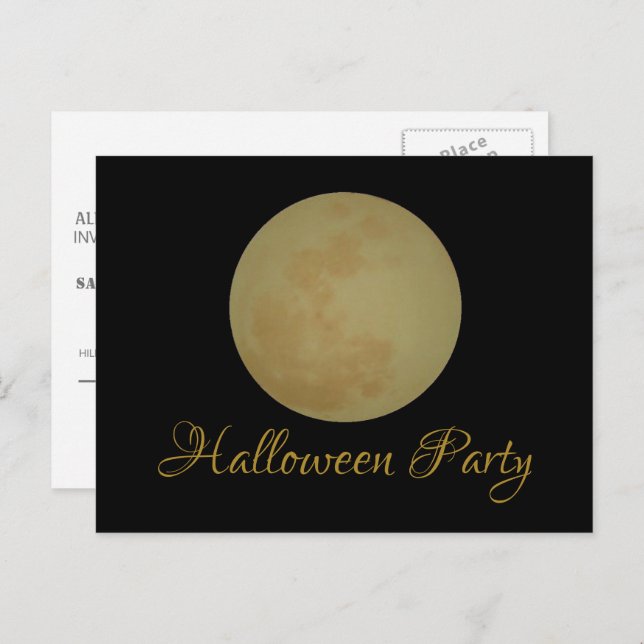 Luna completa, invitación a la fiesta de Halloween (Anverso / Reverso)