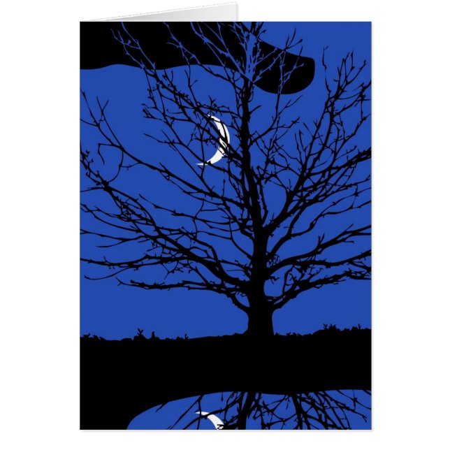 Luna con árbol, azul cobalto, negro y blanco (Frente)