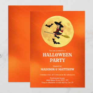 Luna Con Invitación A Brujas Y Bats