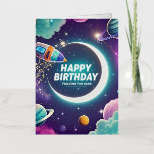 Luna creciente de cumpleaños feliz con temática ga