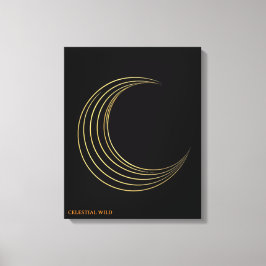 Luna creciente dorada regalo de lienzo de arte cel