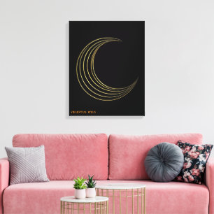 Luna creciente dorada regalo de lienzo de arte cel