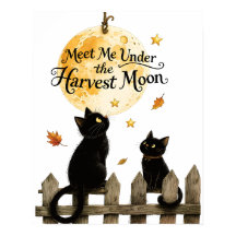 Luna de Cosecha Gatos Negros Arte de Cerca Ilumina