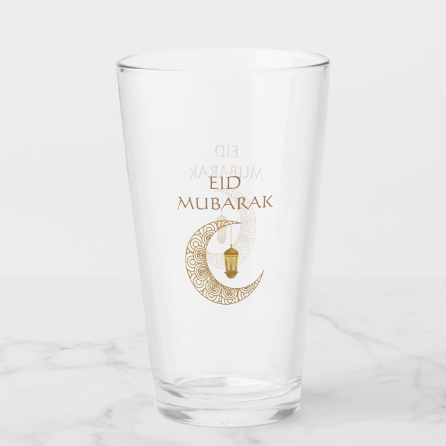 Luna de Creciente Dorado y Linterna Eid Mubarak Is (Anverso)