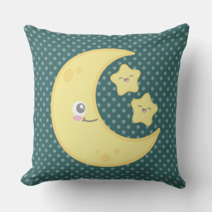 Luna de Kawaii y Cojín decorativo de estrellas