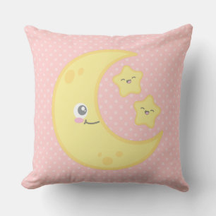 Luna de Kawaii y Cojín decorativo de estrellas