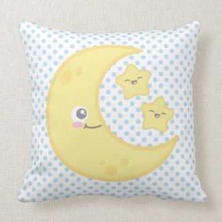 Luna de Kawaii y Cojín decorativo de las estrellas