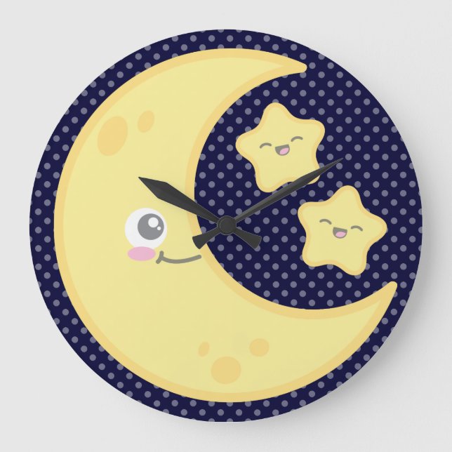 Luna de Kawaii y el reloj de pared de estrellas (Anverso)