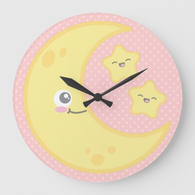 Luna de Kawaii y el reloj de pared de estrellas (Anverso)
