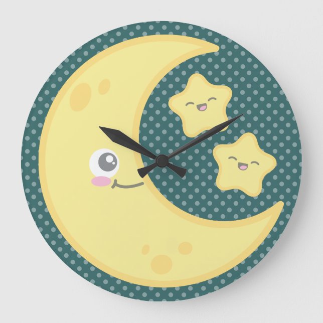 Luna de Kawaii y el reloj de pared de estrellas (Anverso)