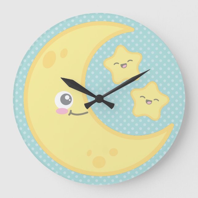 Luna de Kawaii y el reloj de pared de estrellas (Anverso)