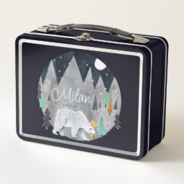 Luna de las montañas de invierno de oso polar