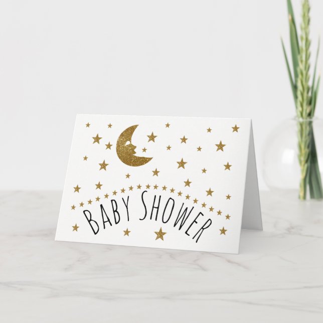 Luna del oro e invitación de Baby Shower de las (Anverso)