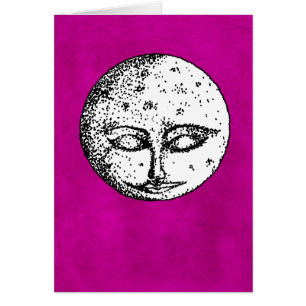 Luna el dormir en tarjeta rosada intensa