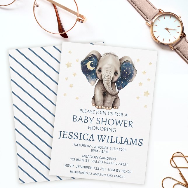 Luna elefante y estrellas invitación a la ducha de (Subido por el creador)