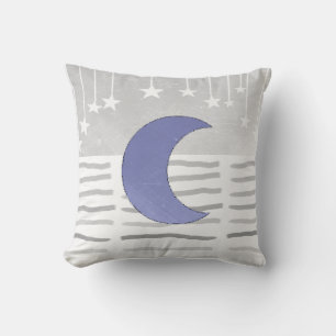 Luna gris y azul y almohada estelar
