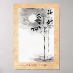 Luna japonesa clásica del bambú del arte de la