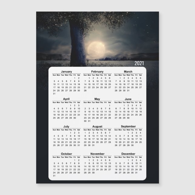 Luna llena del árbol mágico del calendario 2021 (Anverso)
