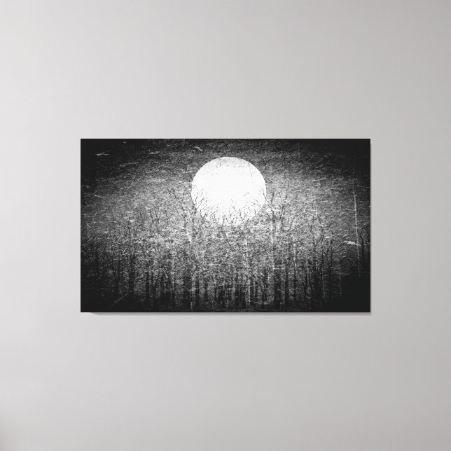 Luna llena en la noche de invierno | Arte negro y  (Anverso)