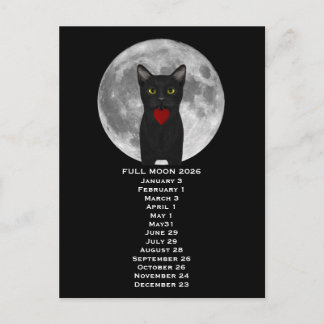 Luna Llena Gato 2026 Tarjeta Postal