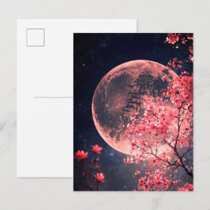 Luna Llena y Flor de Cerezo Invitación – Elegante