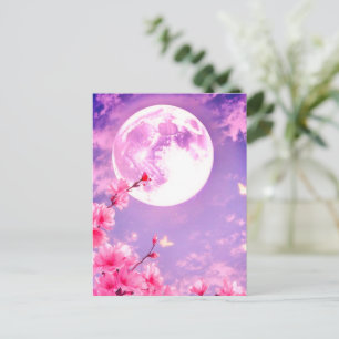 Luna Llena y Flor de Cerezo Invitación – Elegante