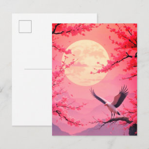Luna Llena y Flor de Cerezo Invitación – Elegante