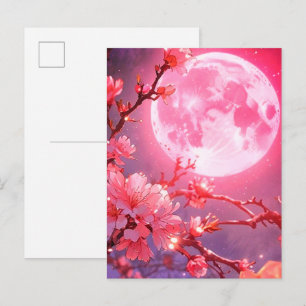 Luna Llena y Flor de Cerezo Invitación – Elegante